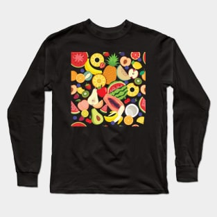 Picnic Fruits Pattern Long Sleeve T-Shirt